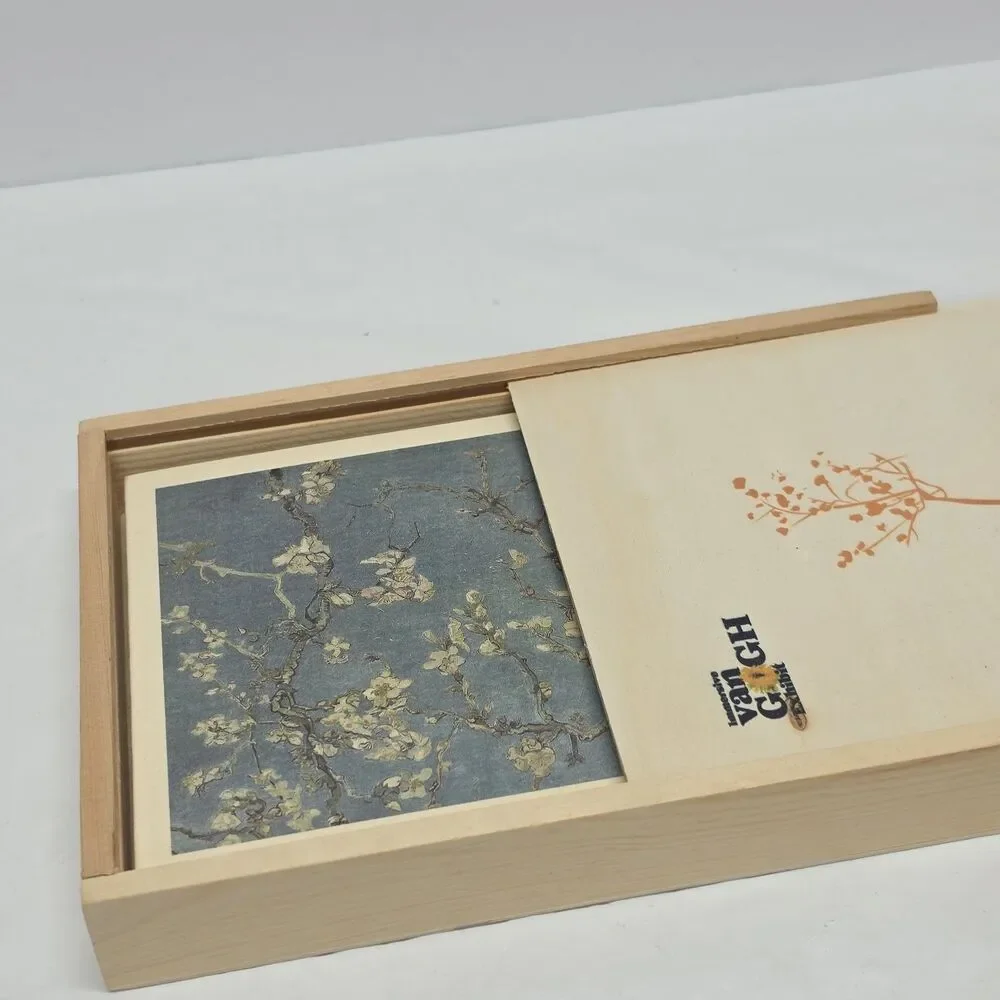 Immersive Van Gogh Museum Exhibit Notebook Journal In Wooden Box Almond Blossom